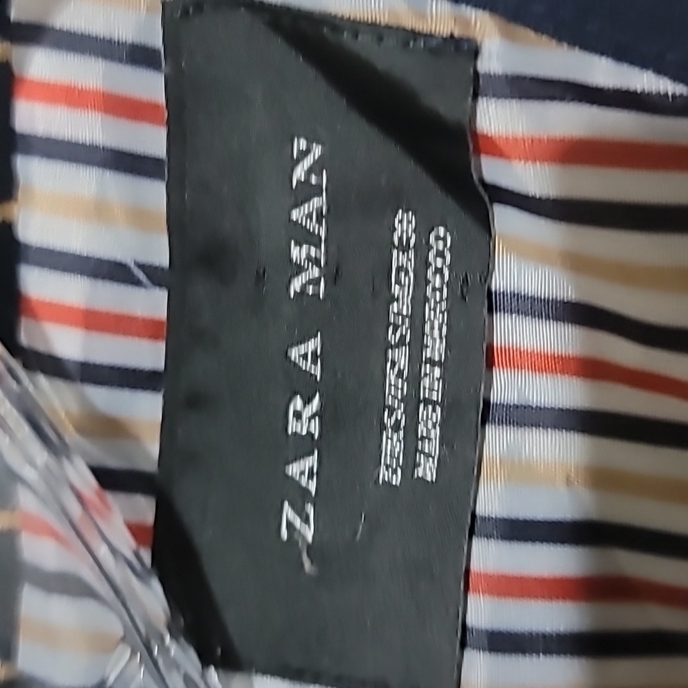 Zara Men Blue White Tan Stripe Blazer W/Pockets Size Small - Picture 6 of 7